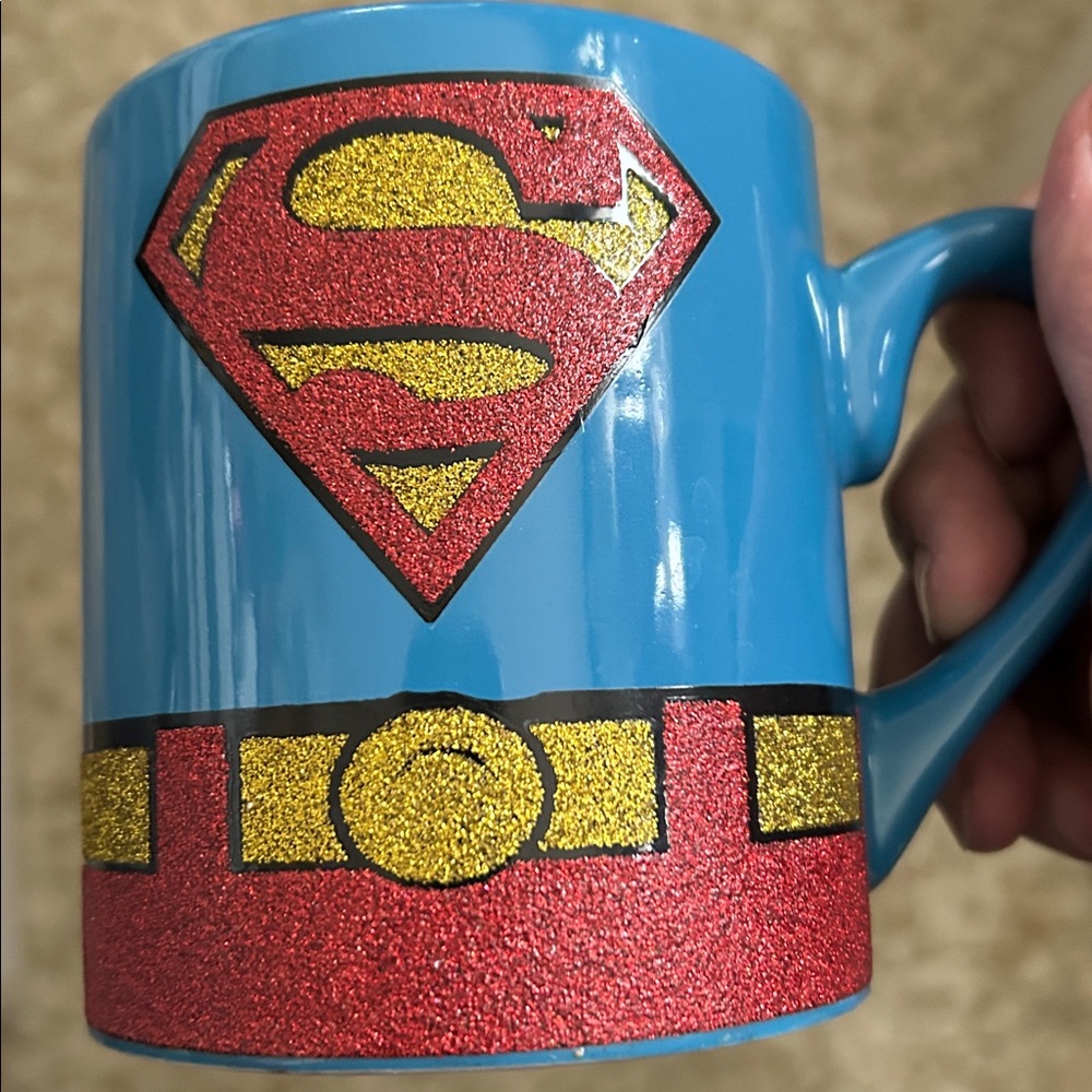 DC Comics Blue Superman Mug with Red and Gold Accents